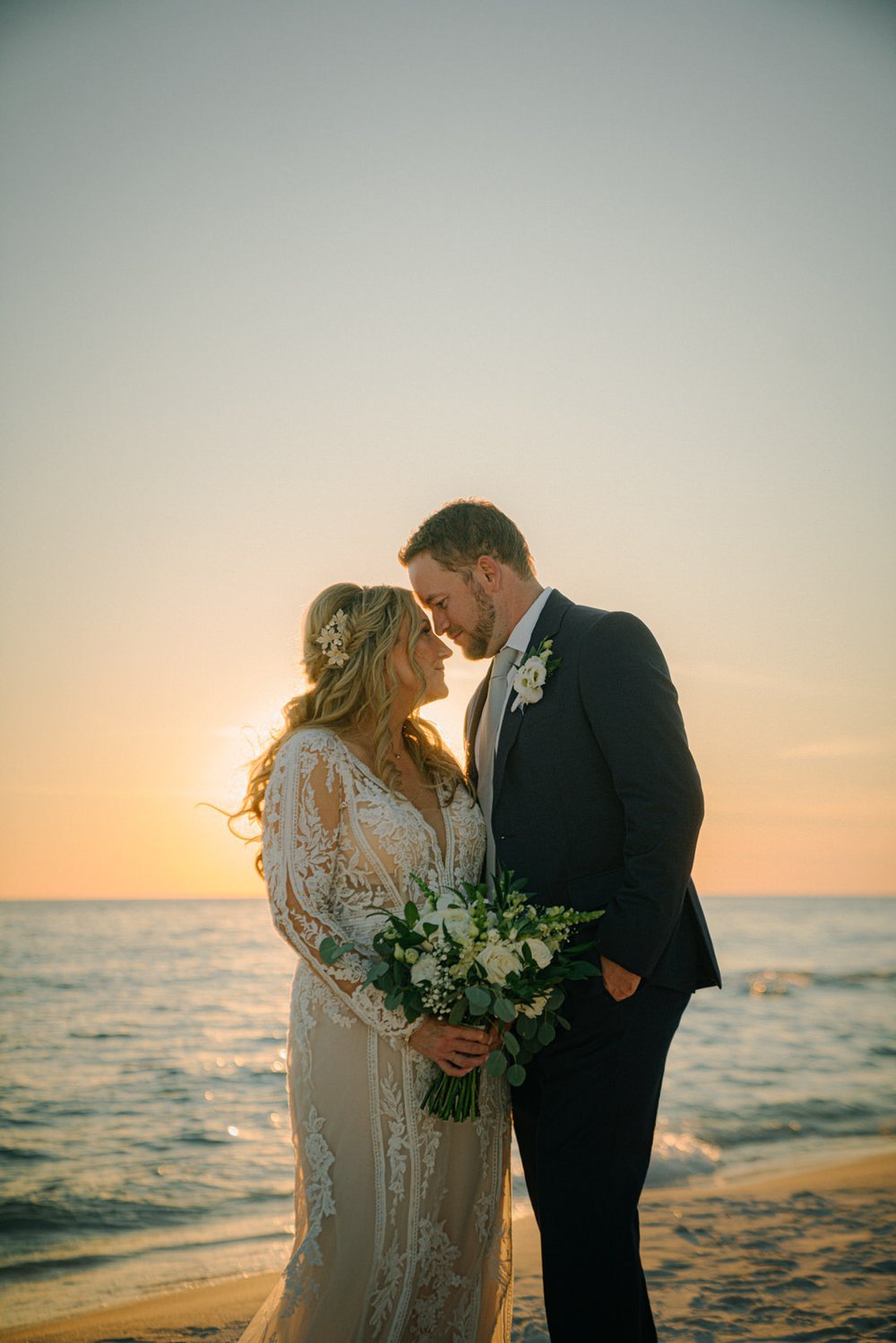 Sunset beach wedding photograph